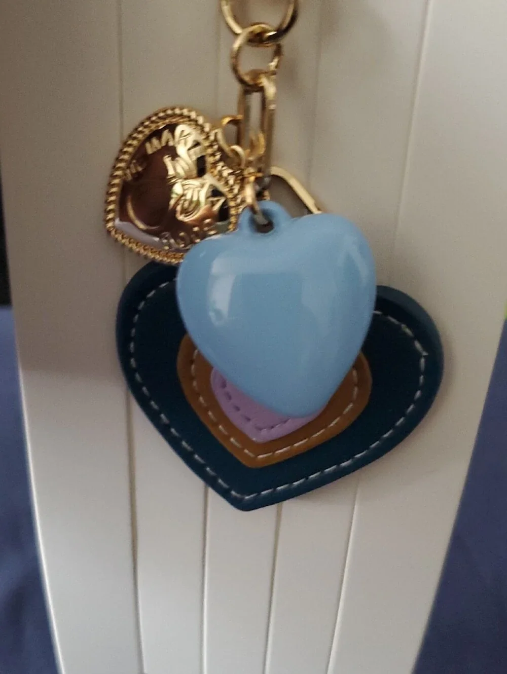 Lane Bryant Blue, Lavender & Brown Layered Heart Keychain Charm